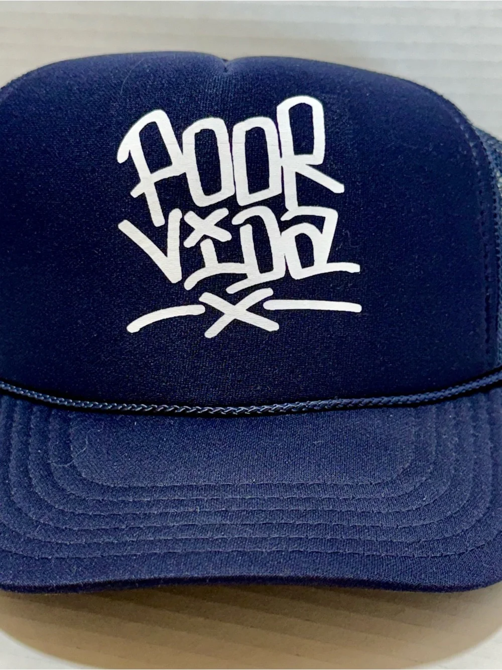 Poor Vida “Poor Life “ Foam Mesh Trucker Navy Blue Cap LA Streetwear Brand